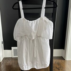 Motherhood White Ruffle Strap Blouse